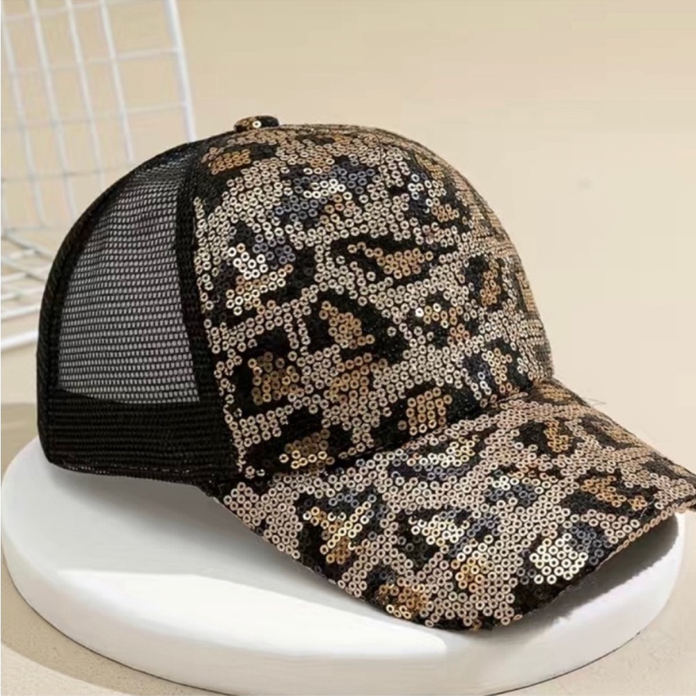 Trucker Women's Sequined Animal Print Lightweight Baseball Cap Adjustable NWT